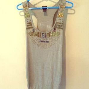 Daytrip Olive Green Embellished Racerback Tank Top Size Large Boho
